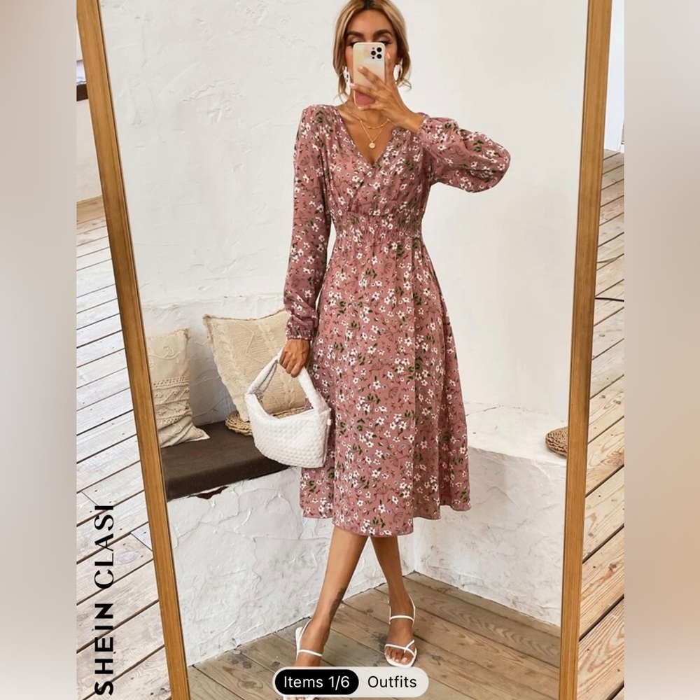 Light pink floral dress SHEIN